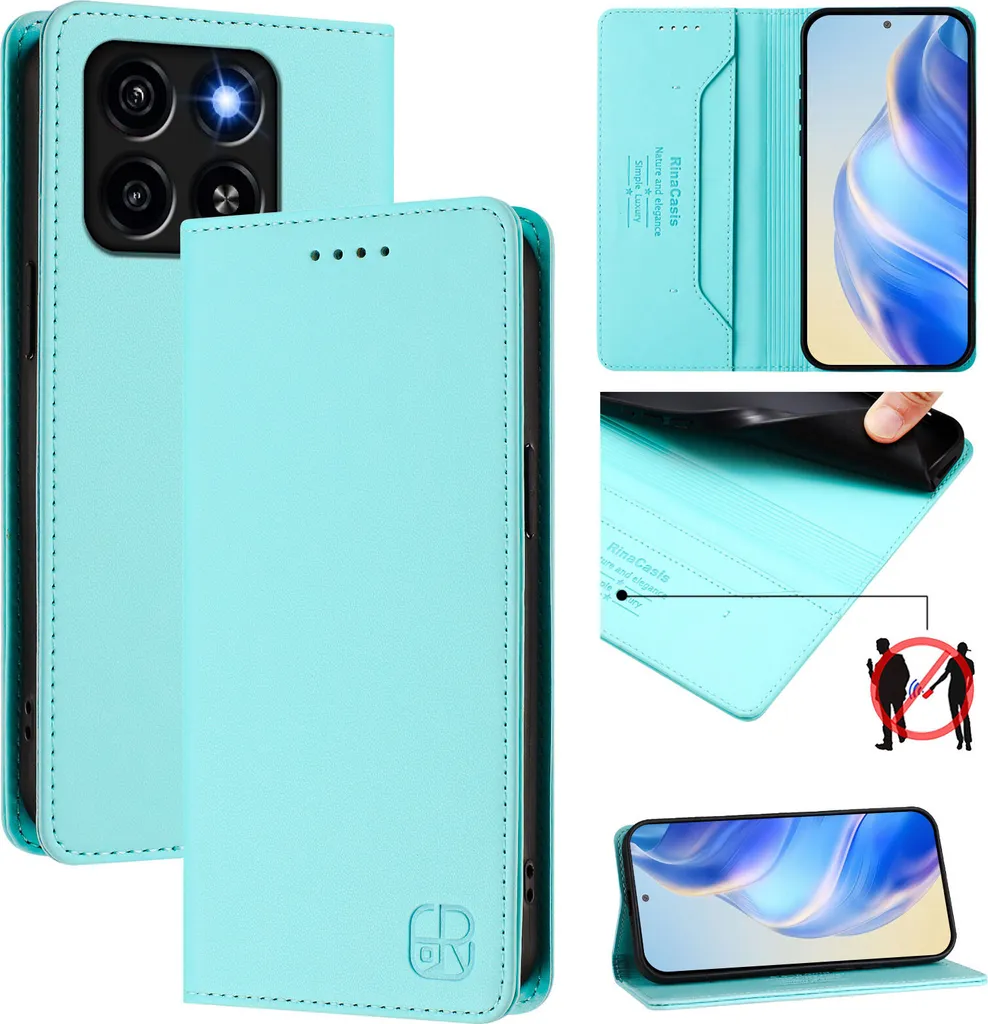 Custodia Slim ZTE Blade A35/A55 Turchese | Flip Case con Porta Carte