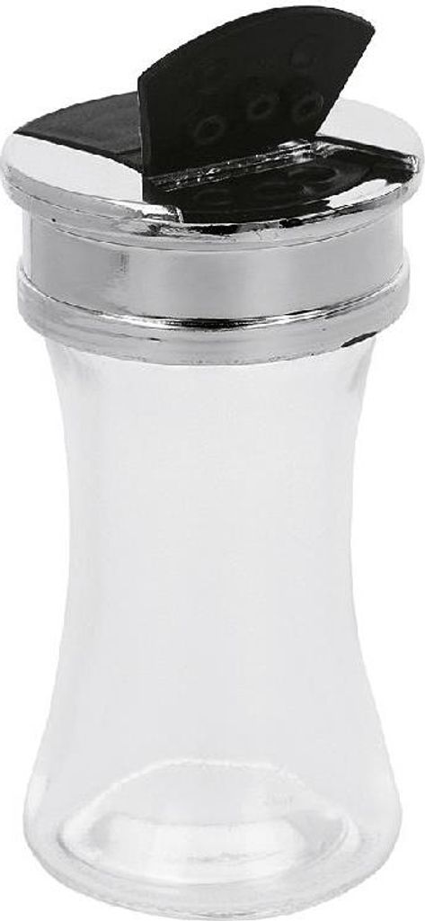 Metaltex Gewürzstreuer Glas/Edelstahl 7x10cm 70ml, klar/silber/schwarz
