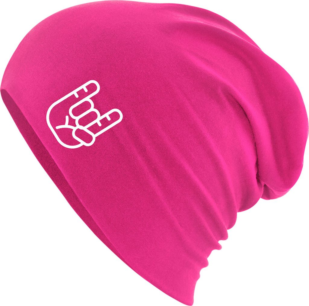 Huuraa Beanie Pommesgabel Hand Fuchsia One Size Baumwolle und Elasthan Mütze Geschenkidee