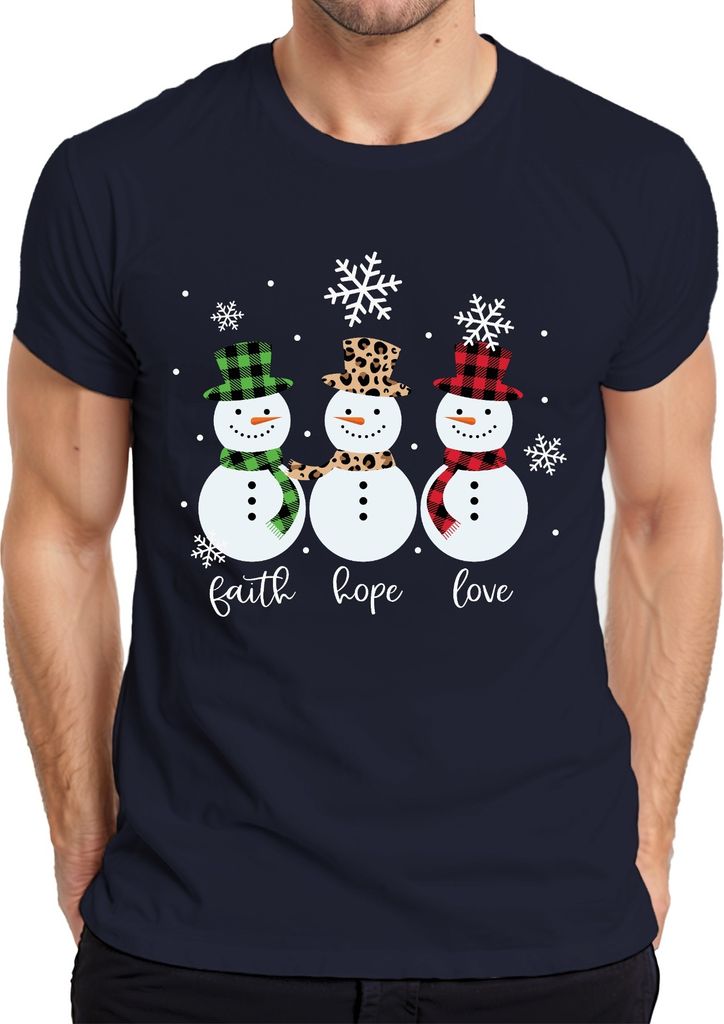 Faith hope love schneemann - Weihnachten Weihnachtsgeschenk Christmas Herren T-Shirt, Navy, XXL