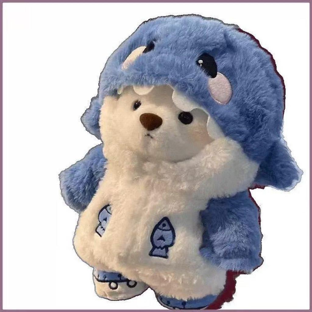 Orsacchiotto di peluche da 30 cm con costume da squalo - Immagine del prodotto 