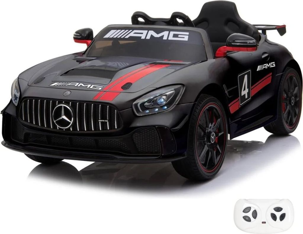 Kinder Elektroauto 12V - Mercedes AMG GT4 - 1 bis 6 Jahre - mit Fernbedienung - Schwarz