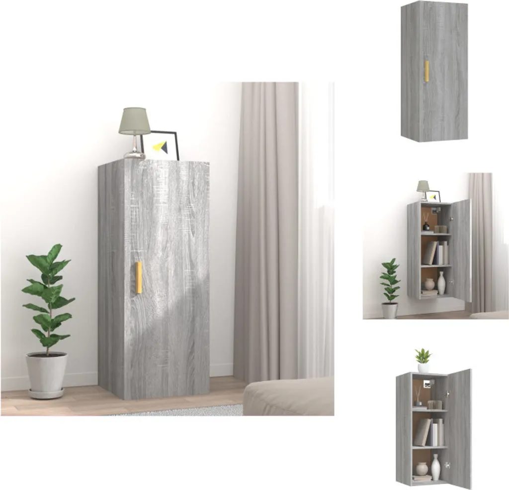 vidaXL Armadio a muro Grigio Sonoma 34,5x34x90 cm Materiale a base di legno - Mensole a muro
