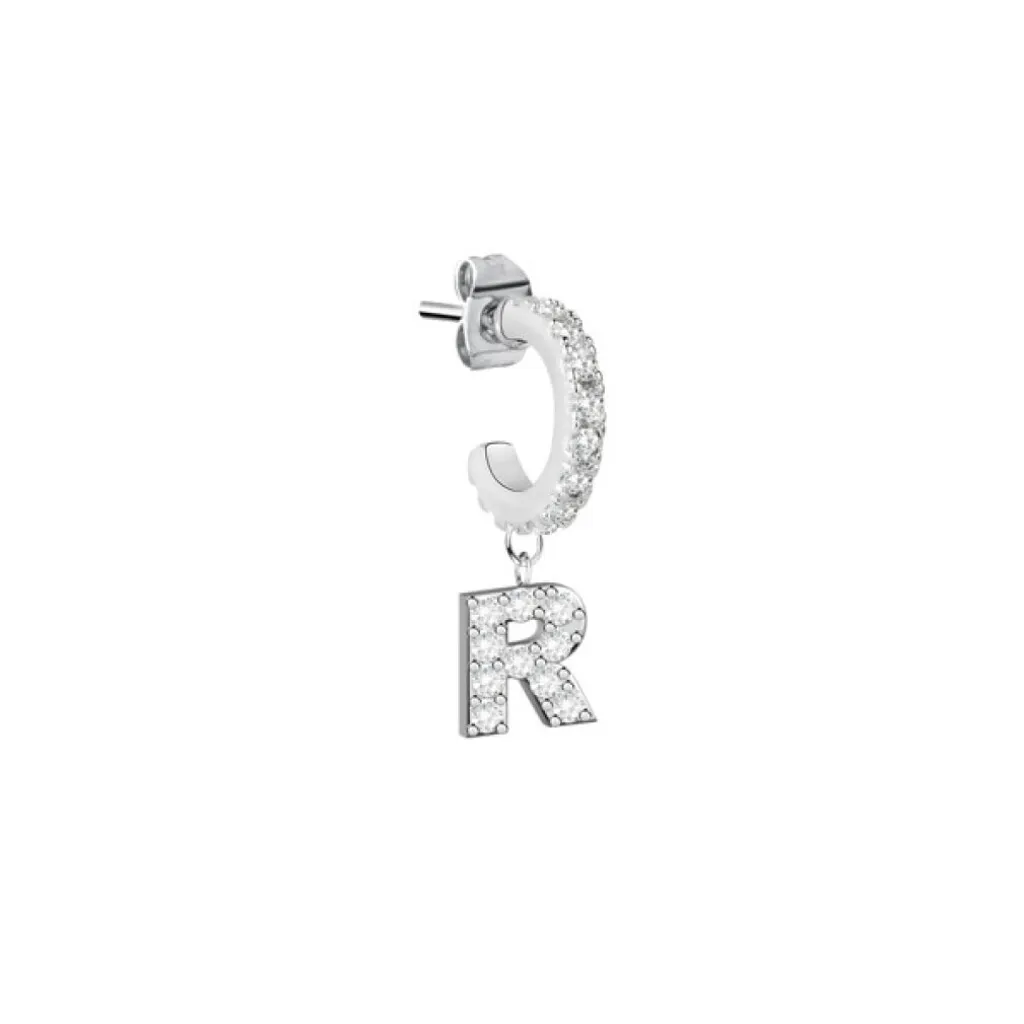 Puces d'oreilles lettre R minimalistes en argent - Modèle LPS02ARQ73
