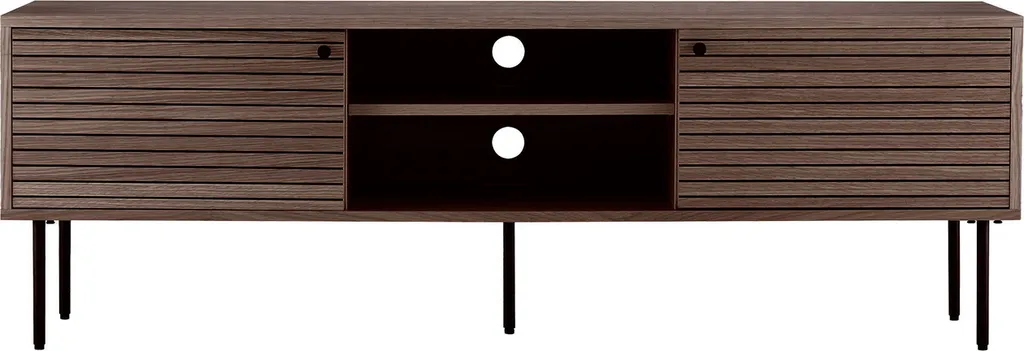 Meuble TV pour salon moderne Kyoto, étagères de rangement fumé