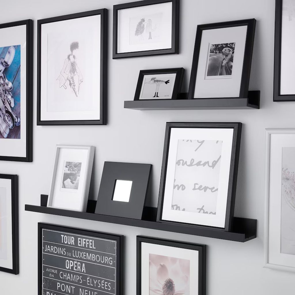 IKEA Bilderleiste schwarz Länge 115cm Wandregal Produktbild 3