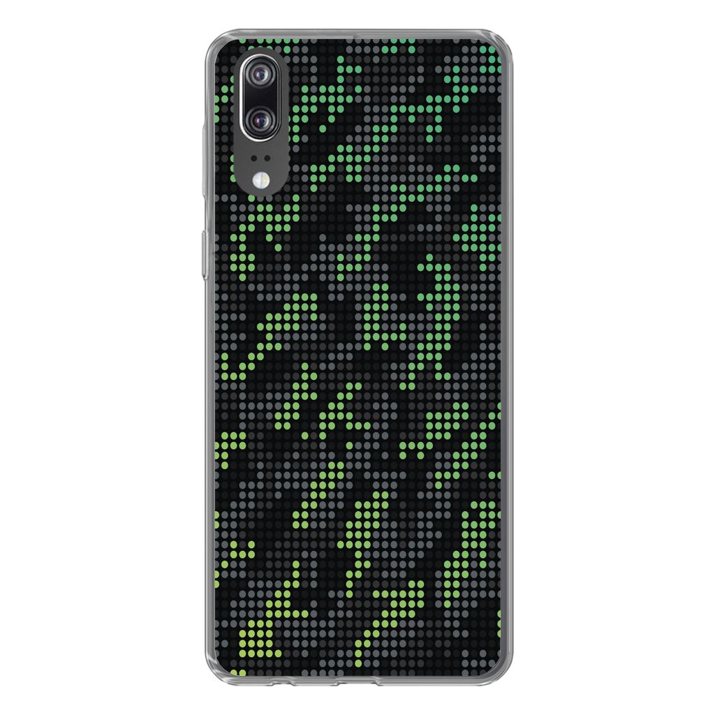 MuchoWow Handyhülle Schutzhülle Hülle für Huawei P20 Camouflage-Muster aus grünen und grauen Punkten Silikon Softcase Handy Hülle - Hardcover