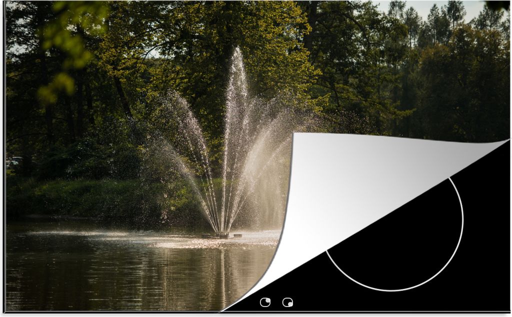 KitchenYeah Herdabdeckplatte Wasserfontäne , 77x51cm, Küche Deko, Glaskeramikkochfeld Herdabdeckung, Abdeckplatte fùr Kochfeld