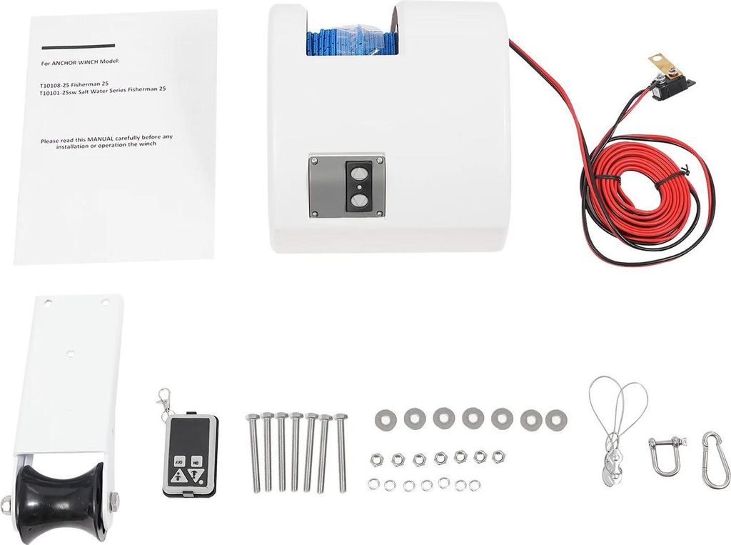 Boot Ankerwinde - Elektrische Ankerwinsch - 11 kg Zugkraft - Für Angelboot & Pontoon-Boot - Salzwassergeeignet - Fernbedienung