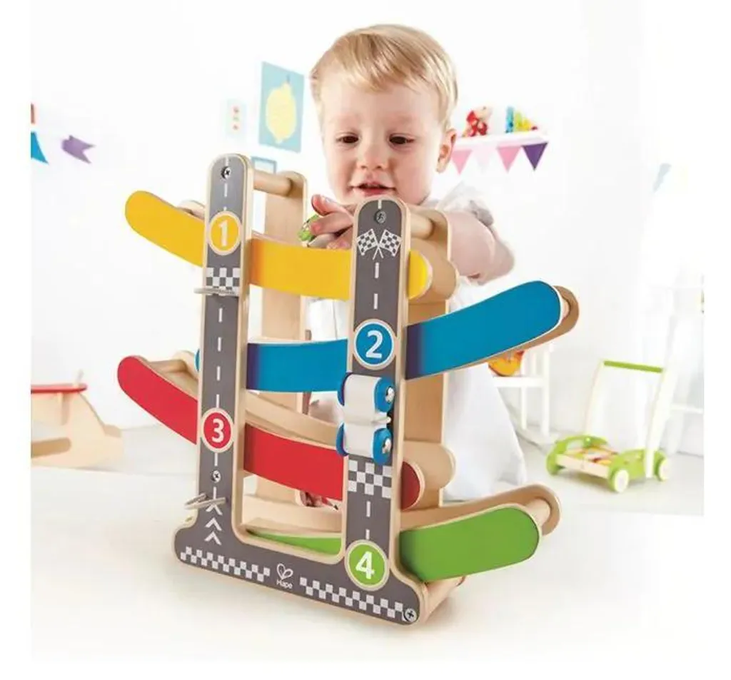 Hape Fast Flip Racetrack - Circuit de Course en Bois pour Enfants E0438