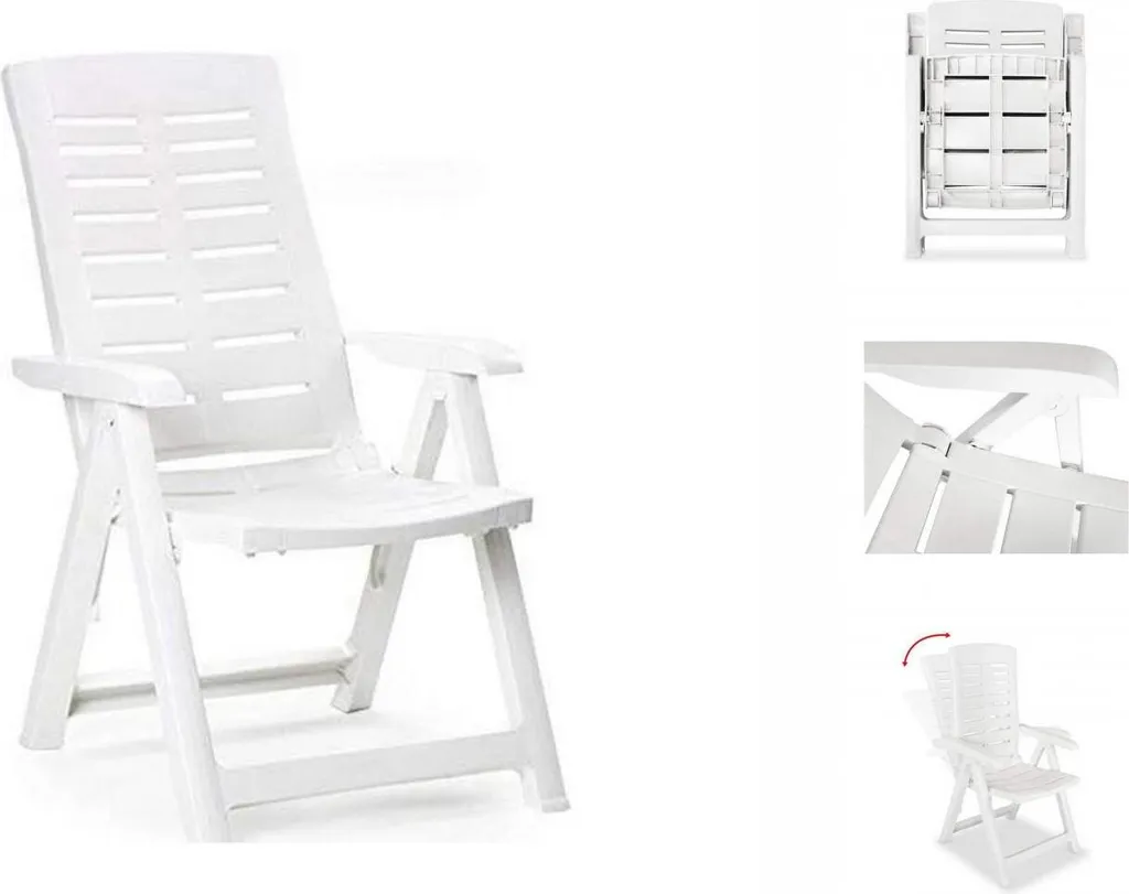 Fauteuil de Balcon Blanc Pliable et Multipositions pour Petit Espace - 6