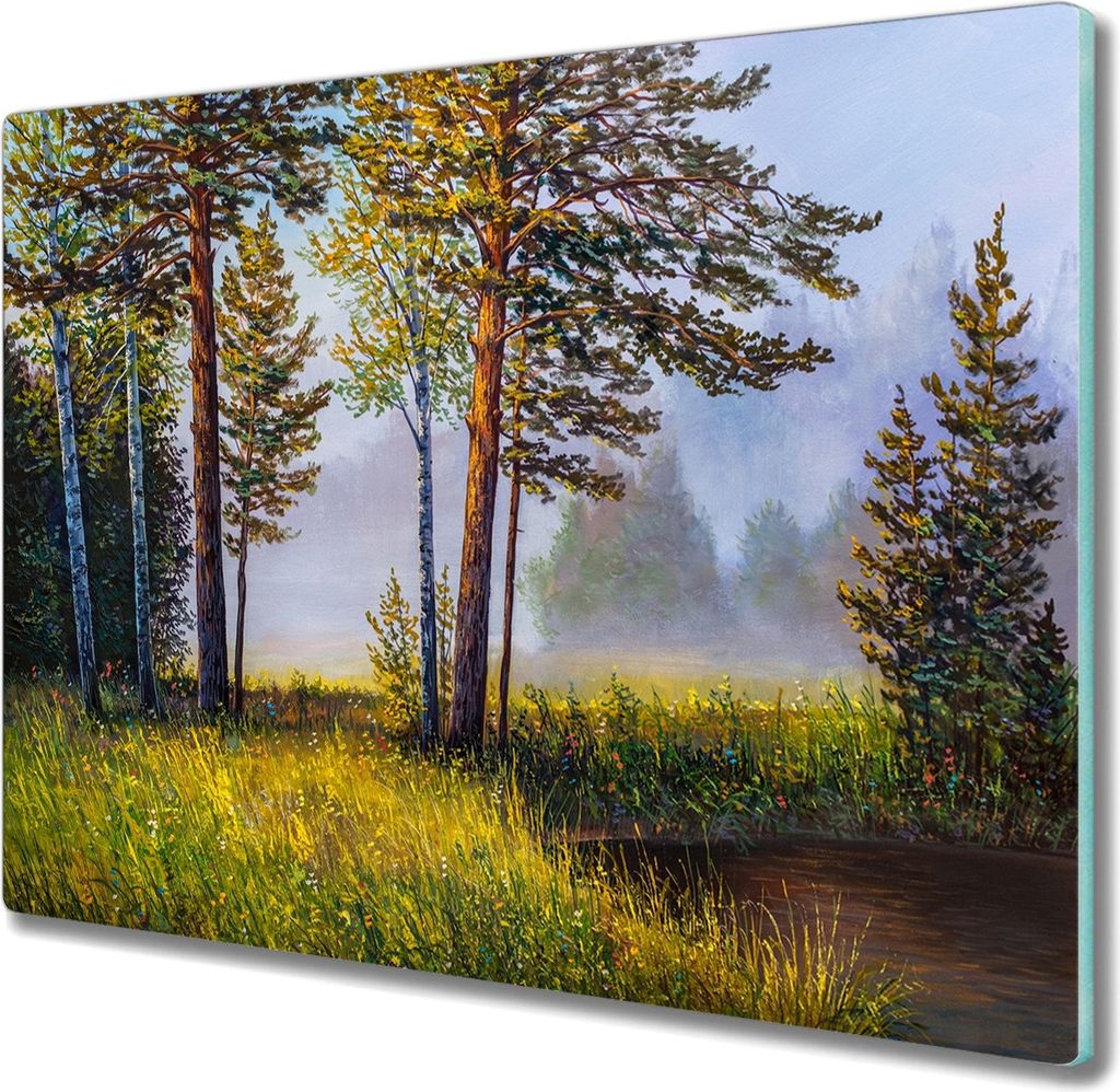 Coloray Hackbrett Kochplattenabdeckung Herdabdeckplatte 60x52 cm Schneidebrett Küchenbrett - Blumen Las Gras