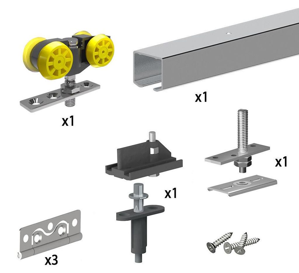 Falttürbeschlag SLID'UP 140, Länge 120 cm, für 1 Tür (2 Paneele) bis 25 kg, für Falttüren, Schränke