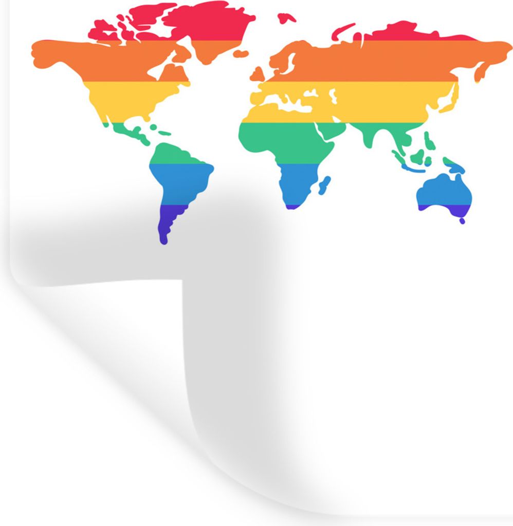MuchoWow Wandtattoo Wandsticker Wandaufkleber Karte - Welt - Stolz-Flagge 60x90 cm Selbstklebend und Repositionierbar - Sticker - Dekorfolie