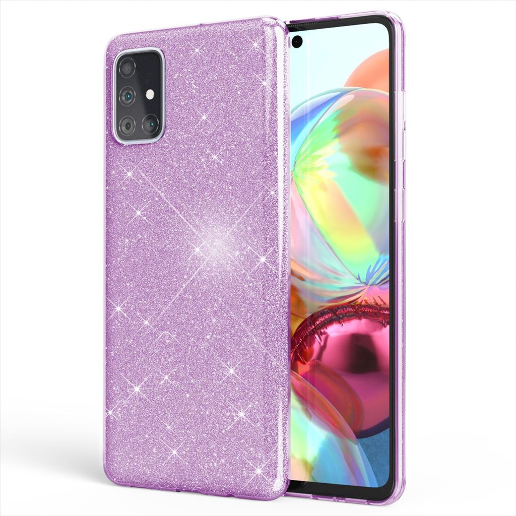 NALIA Glitzer Handy Hülle für Samsung Galaxy A51, Bling Silikon Cover Case Etui Lila