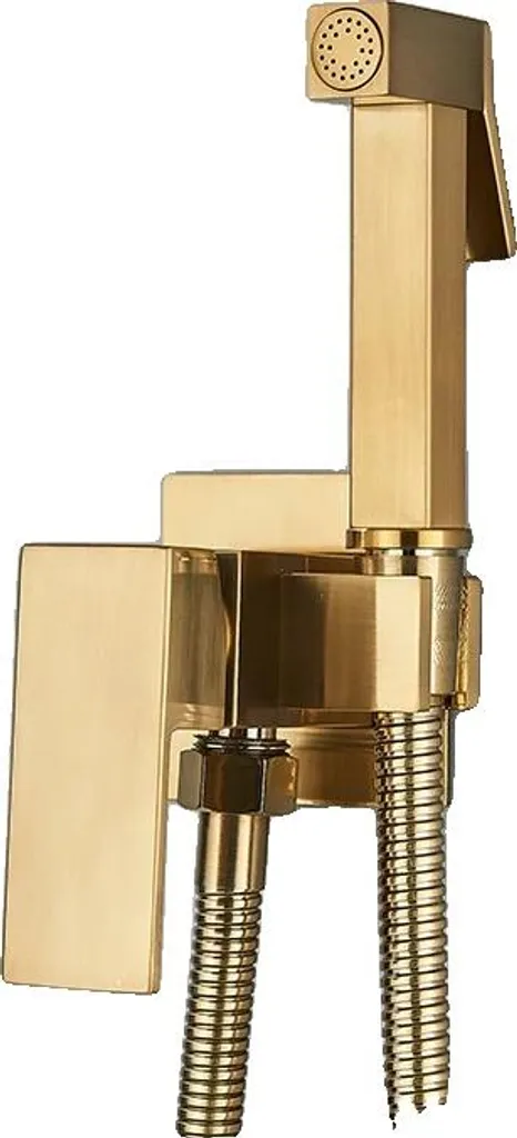 Miscelatore Bidet Oro Spazzolato a Muro - Rubinetto Design Minimalista
