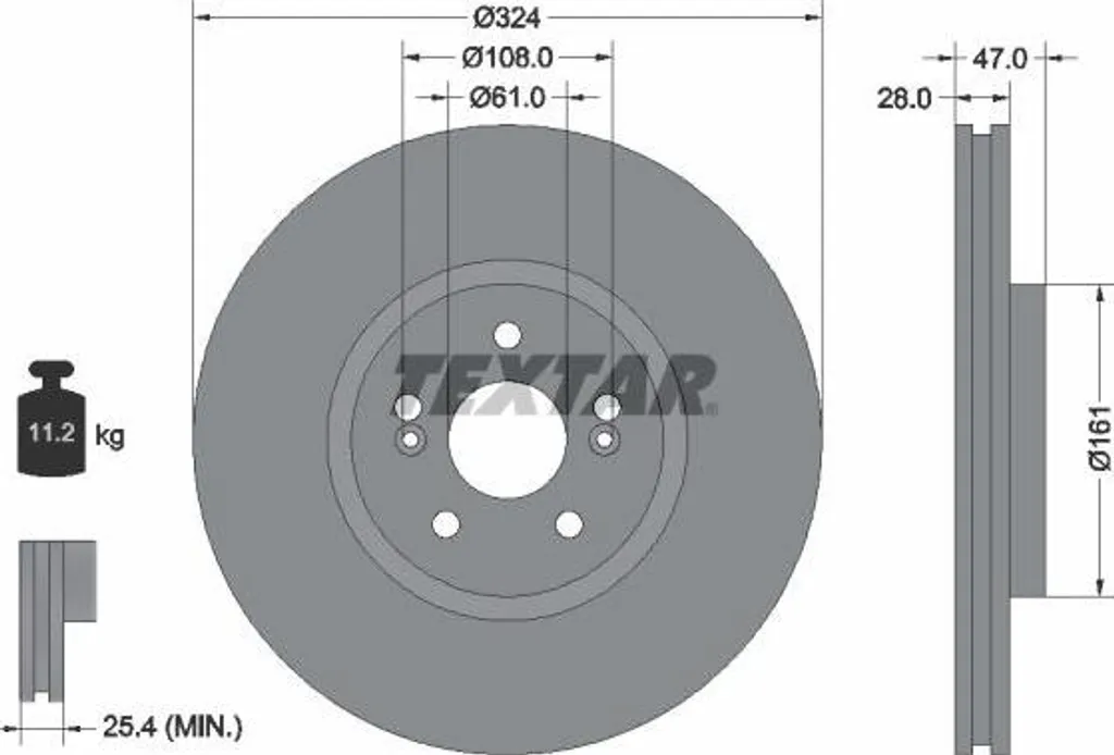 Disque de frein TEXTAR 92119405 pour Vel Satis et Espace OE 7701206923