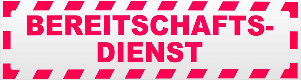 Kiwistar Bereitschaftsdienst gestreift Magnetschild Schild magnetisch - 60cm Neonpink - Magnetfolie für Auto PKW Kfz