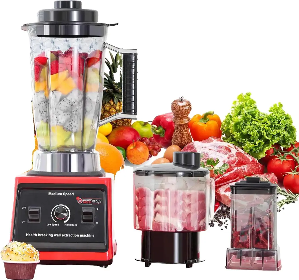 Blender multifonctionnel 3-en-1 pour smoothies et soupes maison rouge