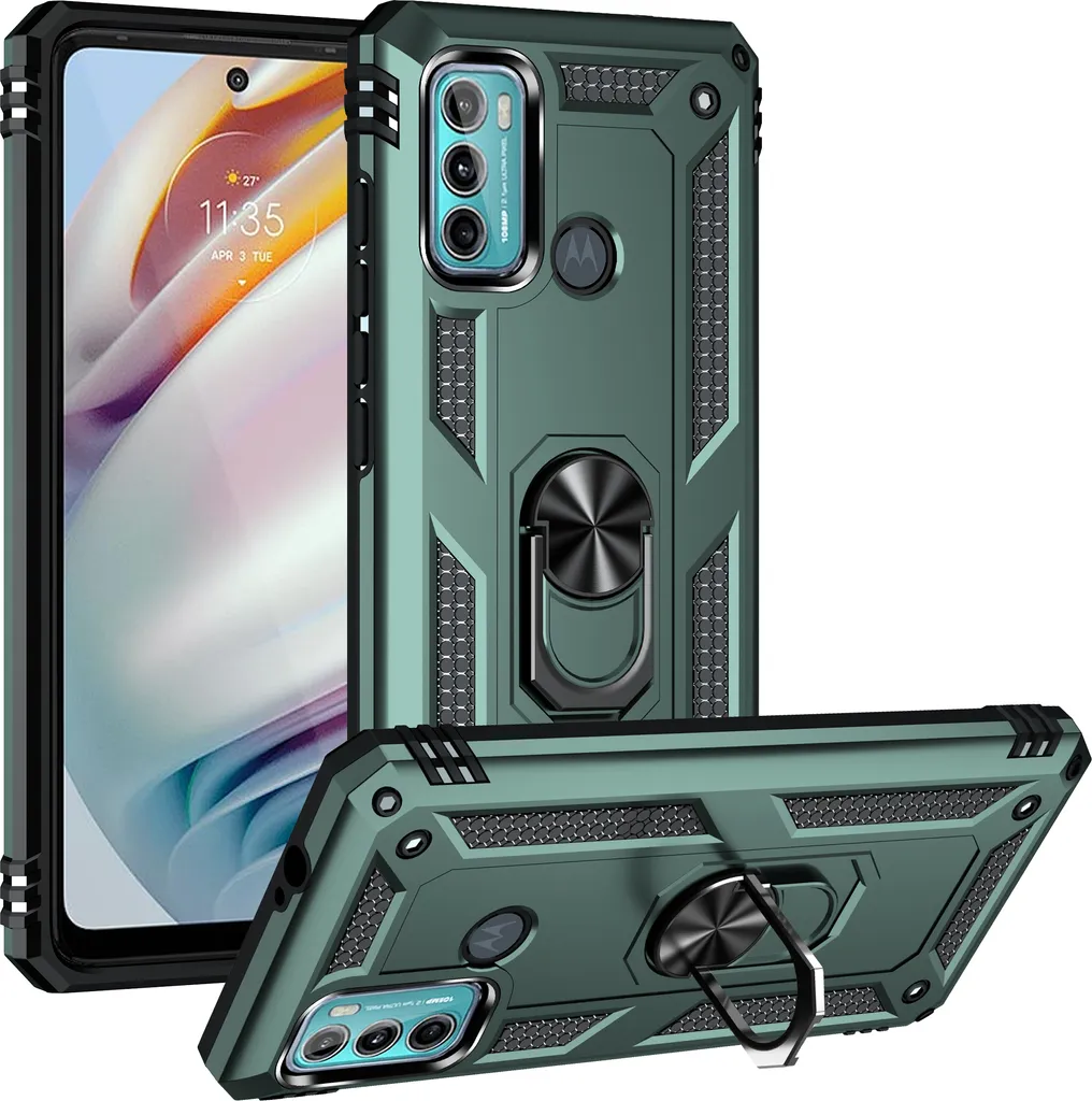 Cover Moto G40 Fusion Antiurto Verde Militare - Doppio Strato con Stand