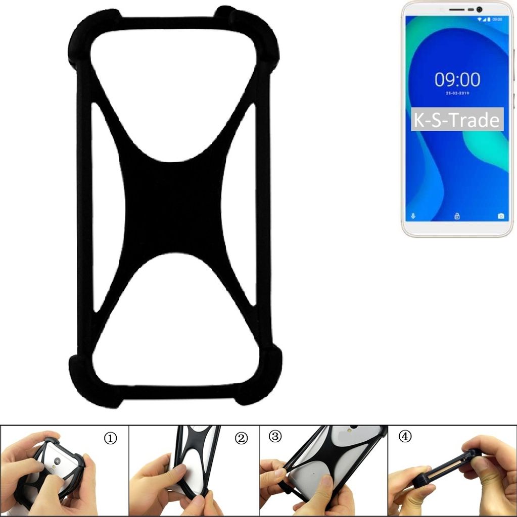 K-S-Trade Handy-Hülle Schutz-Hülle kompatibel mit Wiko Y80 Silikon Bumper TPU Softcase Smartphone Stoßschutz, schwarz