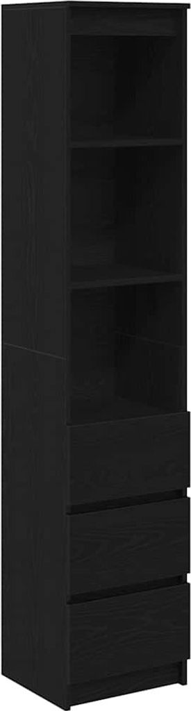 Highboard Schwarz Eichen-Optik 37,5x35x180 cm Holzwerkstoff