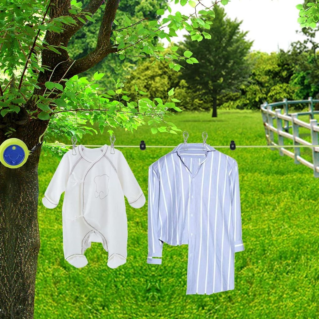 Verlängerbare Camping-Zubehör Wäscheleine - 10 m - Tragbare Reise Outdoor Wäscheleine für Garten, Reise, Badezimmer und Waschküche