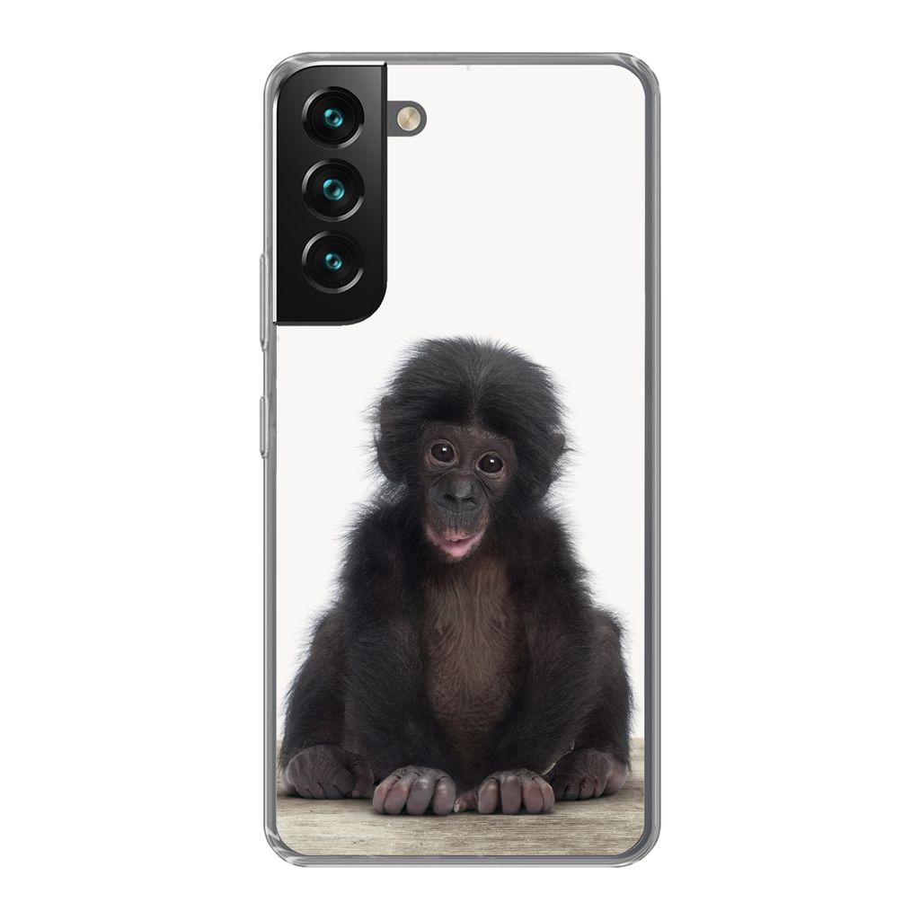 MuchoWow Handyhülle Schutzhülle Hülle für Samsung Galaxy S22 Plus Kind - Affe - Schimpanse - Babytiere - Jungen - Mädchen Silikon Softcase H...