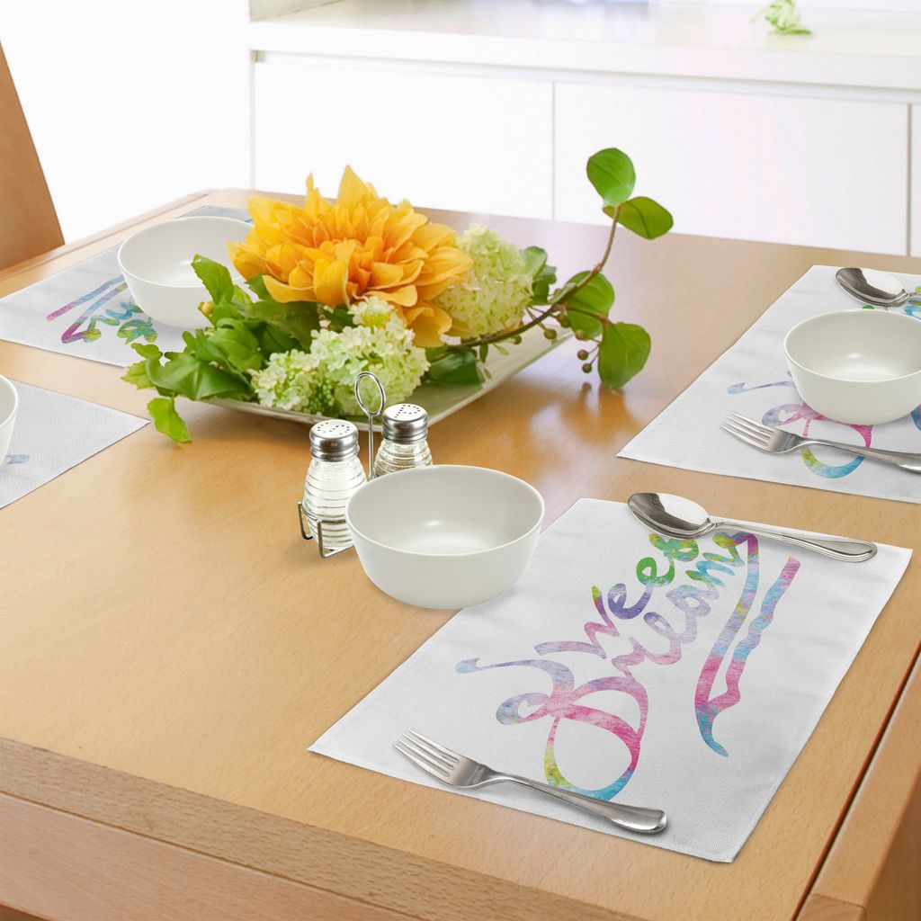 ABAKUHAUS Schöne Träume Platzmatten, Buntes motivierend Zitat in den Aquarell-Art-Fantasie-Glück-Jugend-Themen, Tiscjdeco aus Farbfesten Stoff f...