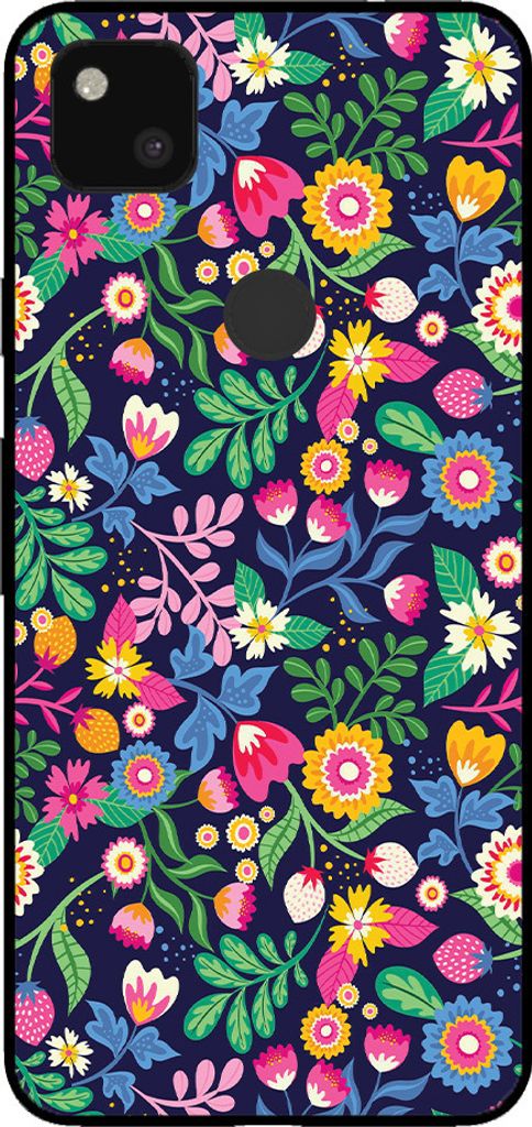 Handyhülle für Google Pixel 4A mit Blumendruck - TPU Backcover Case Flower Design