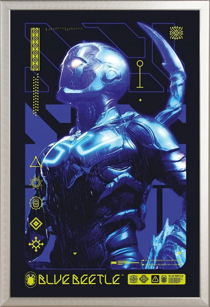 Poster Encadré Blue Beetle Biotech - Cadre Shinsuke Alu Argentée