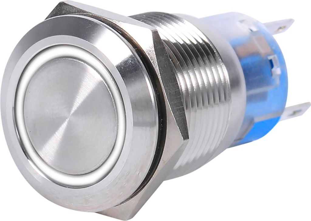 19mm 12-24 V wasserdichte rostfreie Selbstverriegelungspuppknopfschalter weiße LED