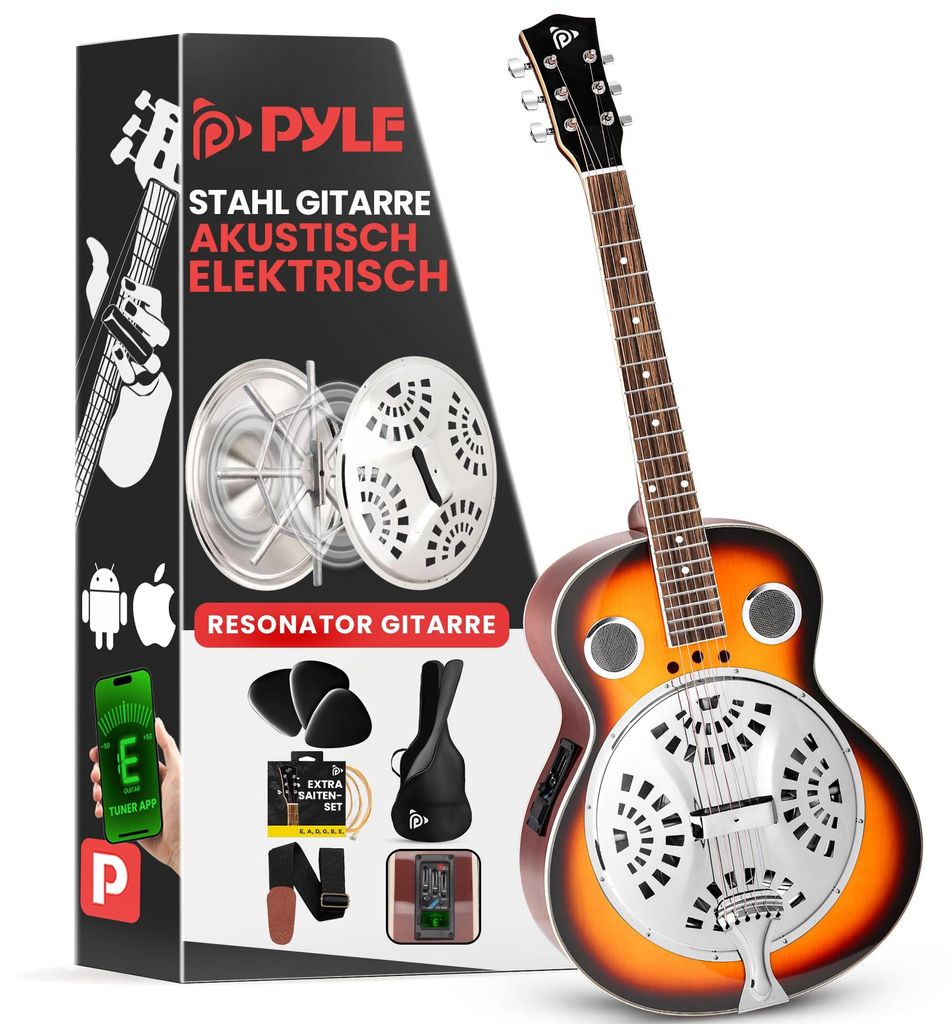 Pyle Resonator Akustik Westerngitarre, mit integriertem Produktbild 