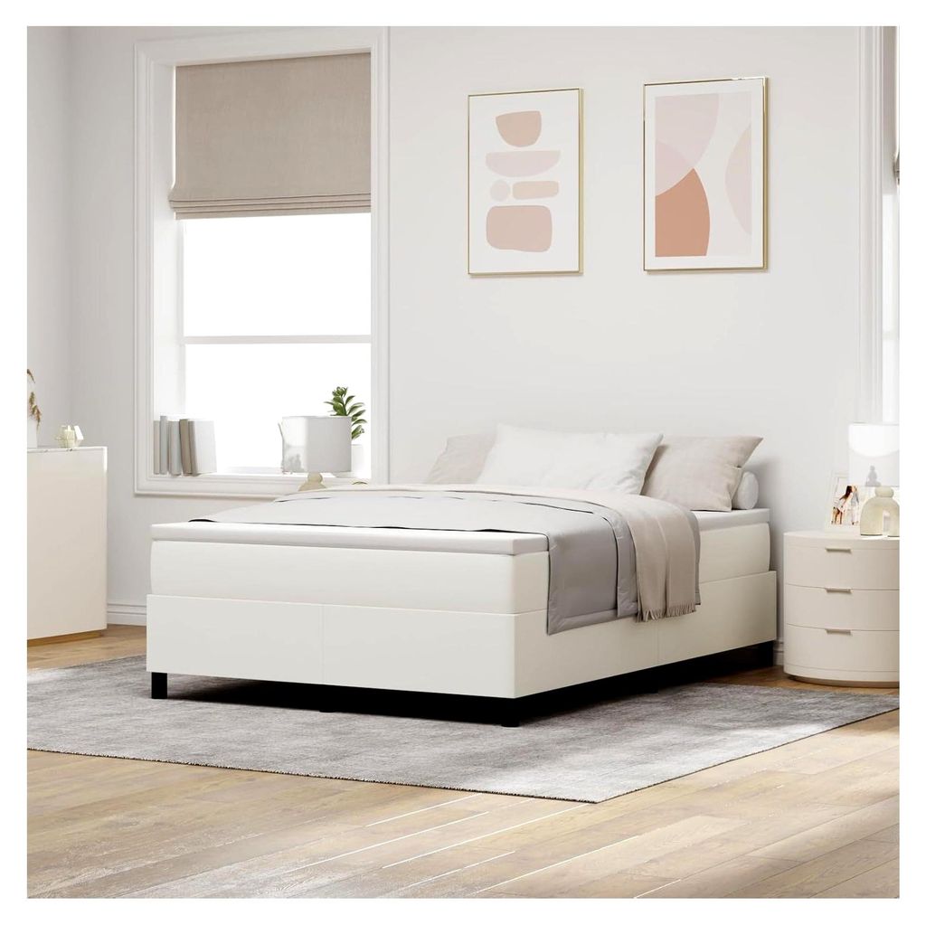 Boxspringbett Creme 140x200 cm Cordstoff
