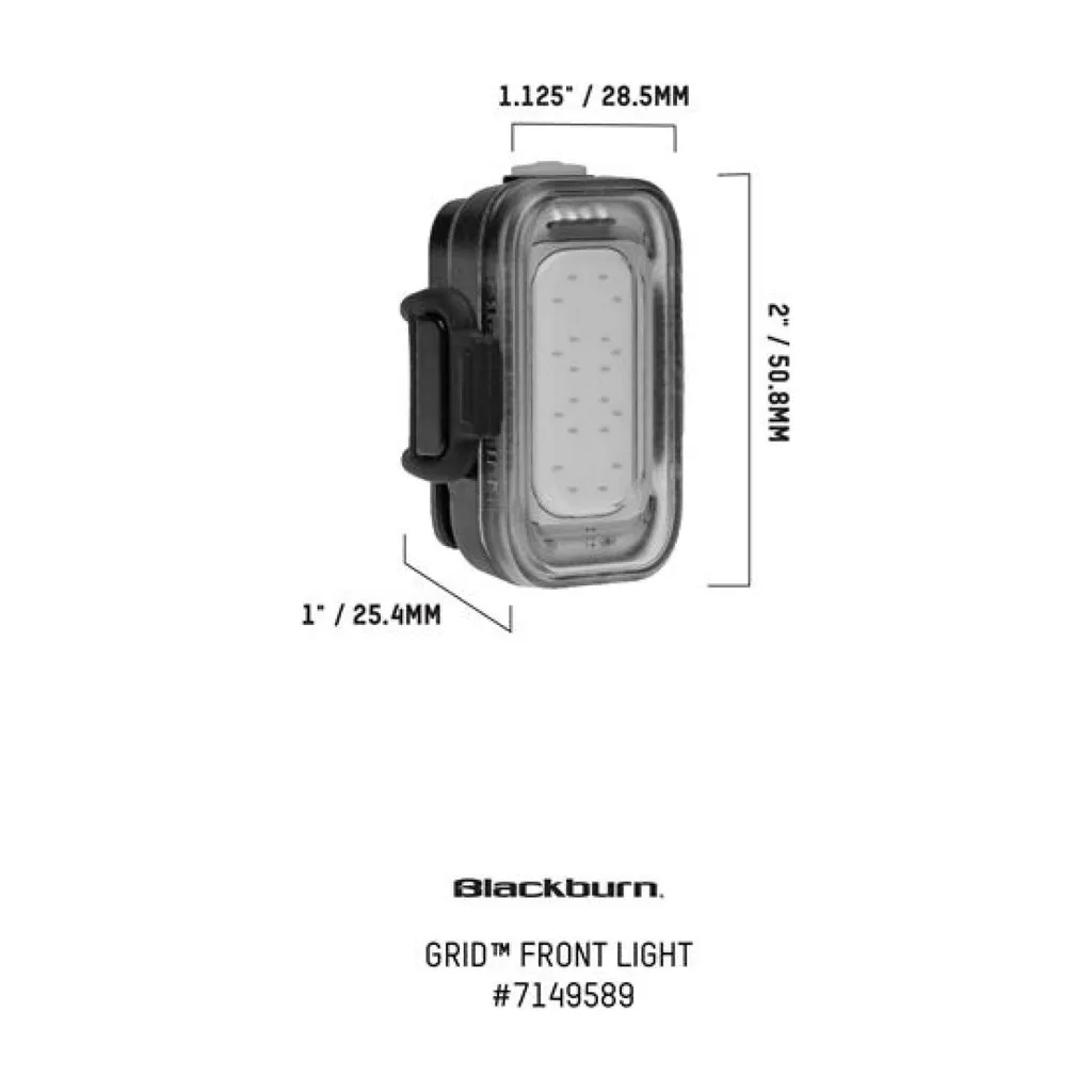 Éclairage Blackburn Grid Front noir compact avec fixation silicone - 6