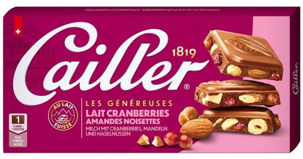 Cailler Lait Cranberries Amandes Noisettes 200g Produktbild 