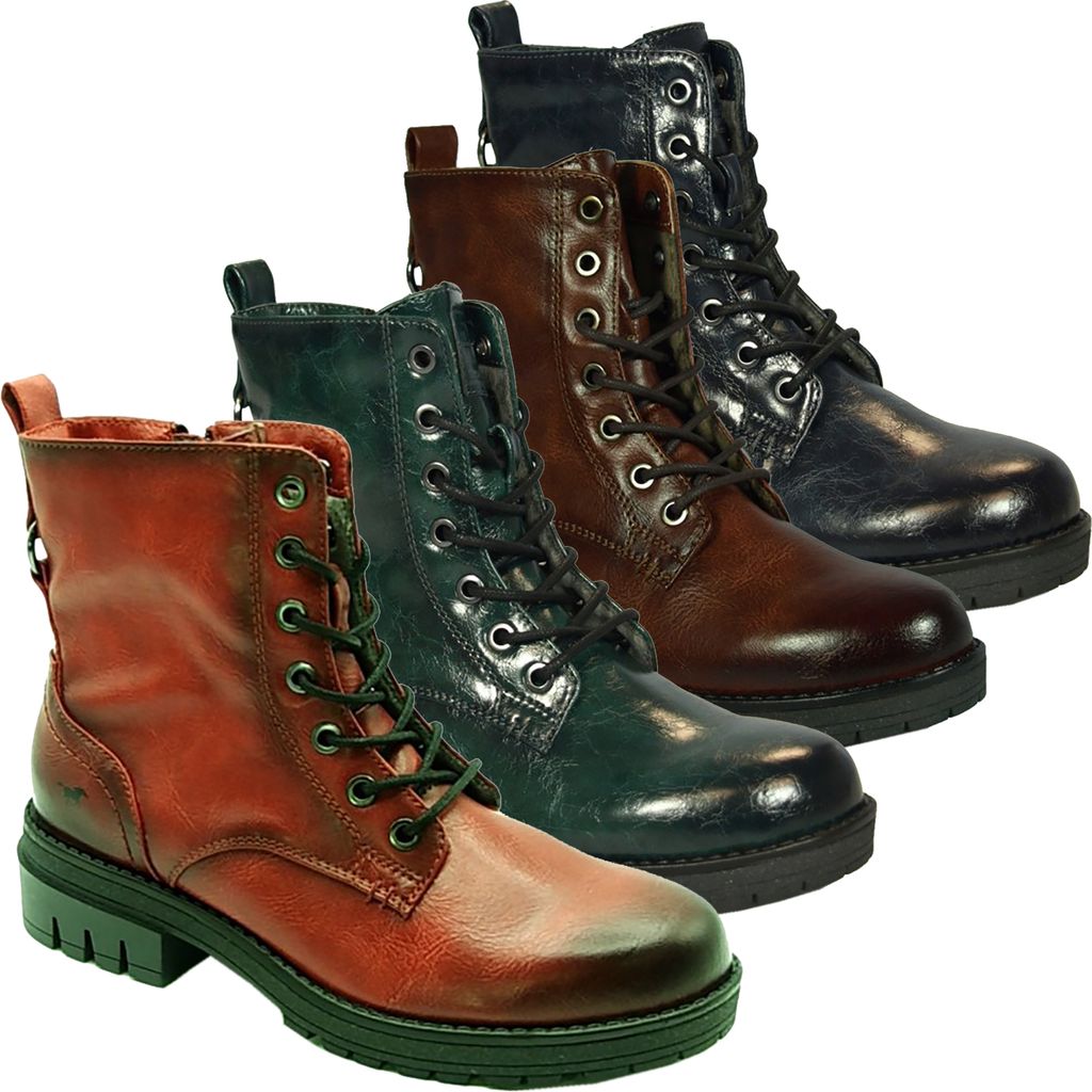 Mustang Damen Schnürstiefelette Stiefelette Schnür-Booty 1397-505, Größe:41 EU, Farbe:Grün