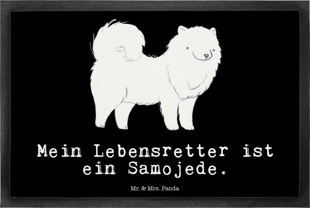 Mr. & Mrs. Panda Schmutzfangmatte Samojede Lebensretter 40 x 60 cm - Schwarz - Geschenk, Samojedenhund, abstreifer, Fussmatte, flurmatte, fußmatte...