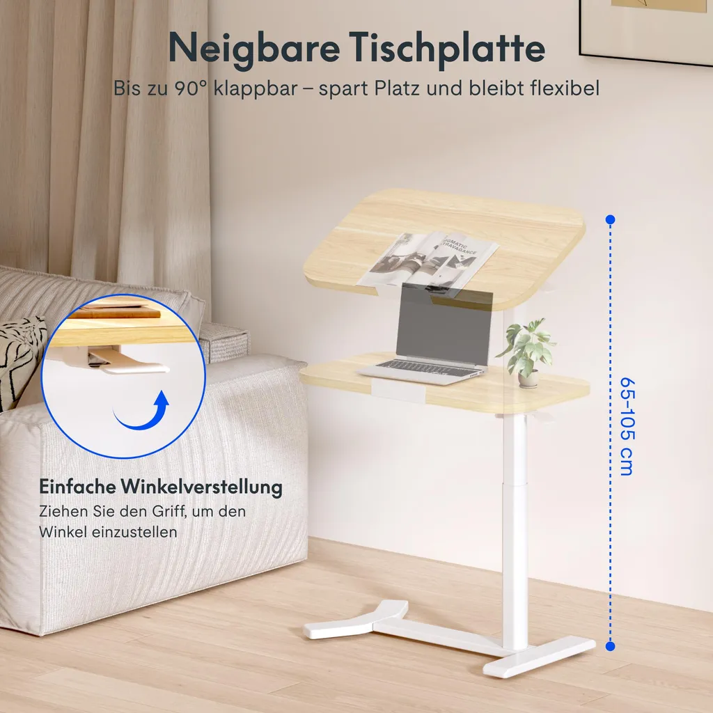 Table d'appoint FLEXISPOT réglable en hauteur 65-105 cm Érable C-Shape - 5