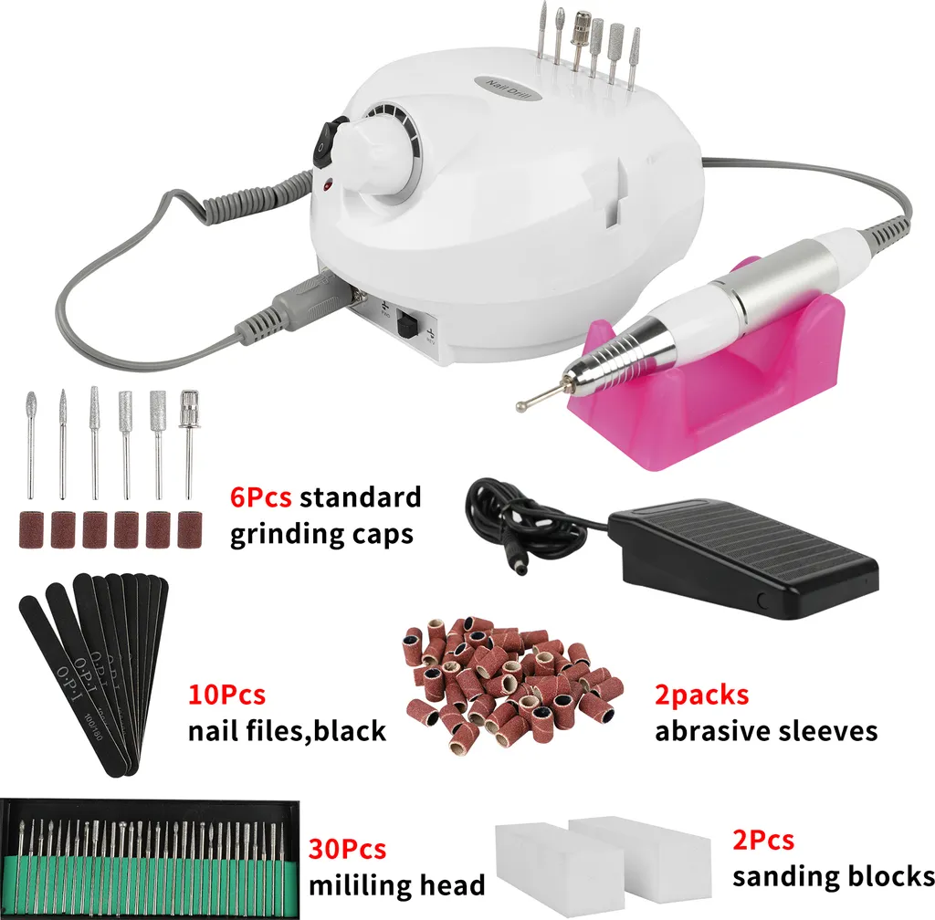 Ponceuse à ongles électrique 30000 tr/min blanche pour manucure