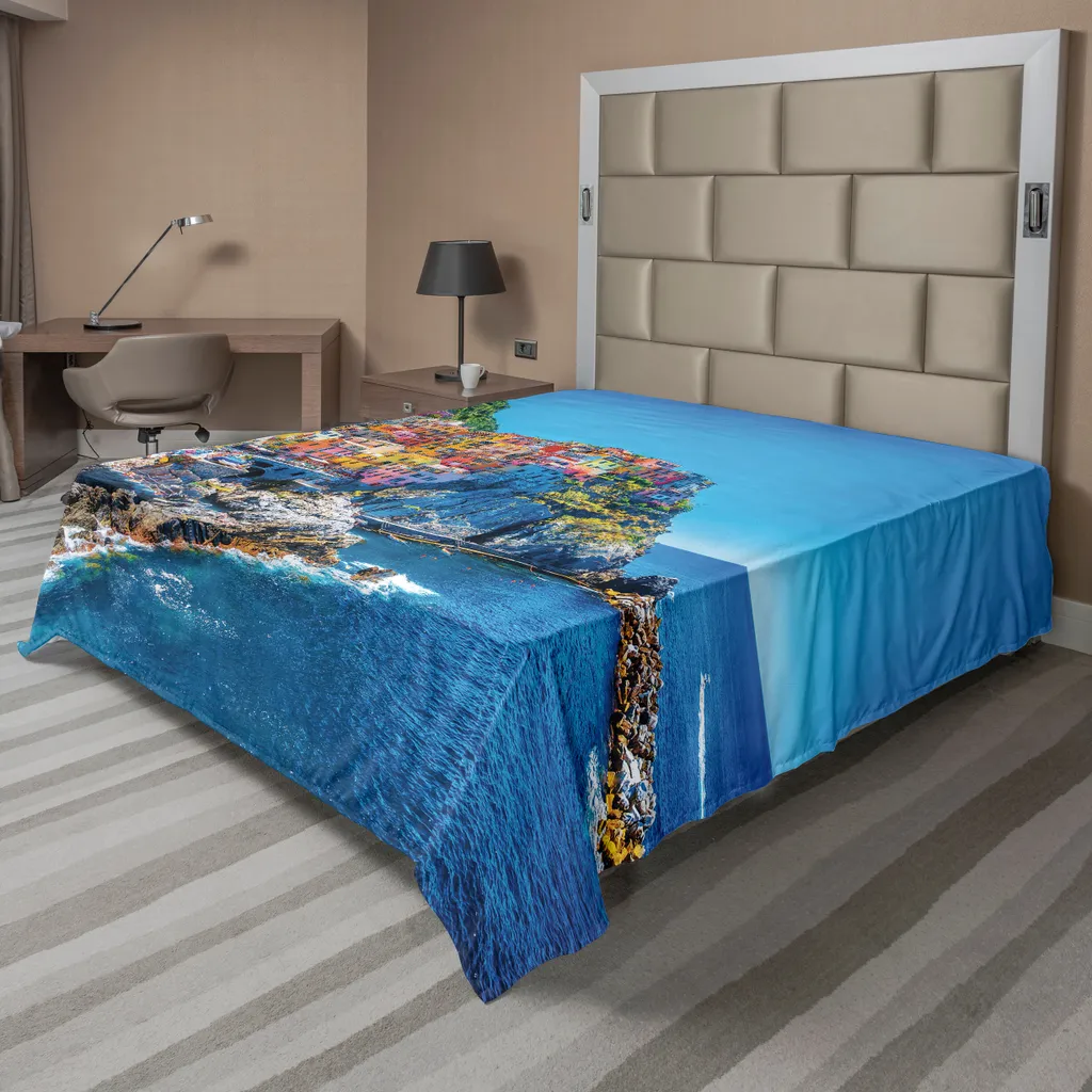 Drap de lit pour lit décoratif thème paysage marin Seaside 275x260cm