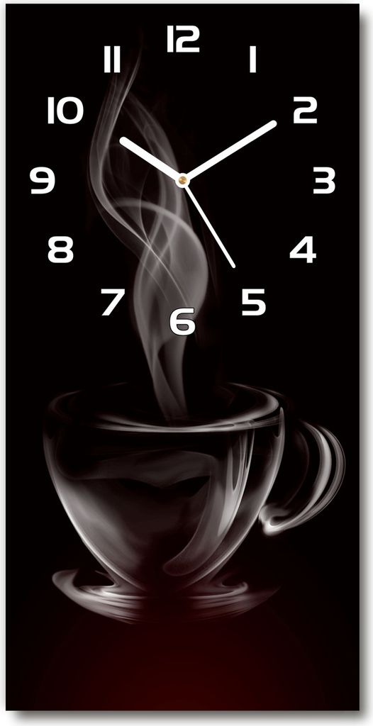 Wanduhr aus Glas – 30x60 cm - Glasbild - Glasuhr - Gehärtetes Glas -Aromatischer Kaffee
