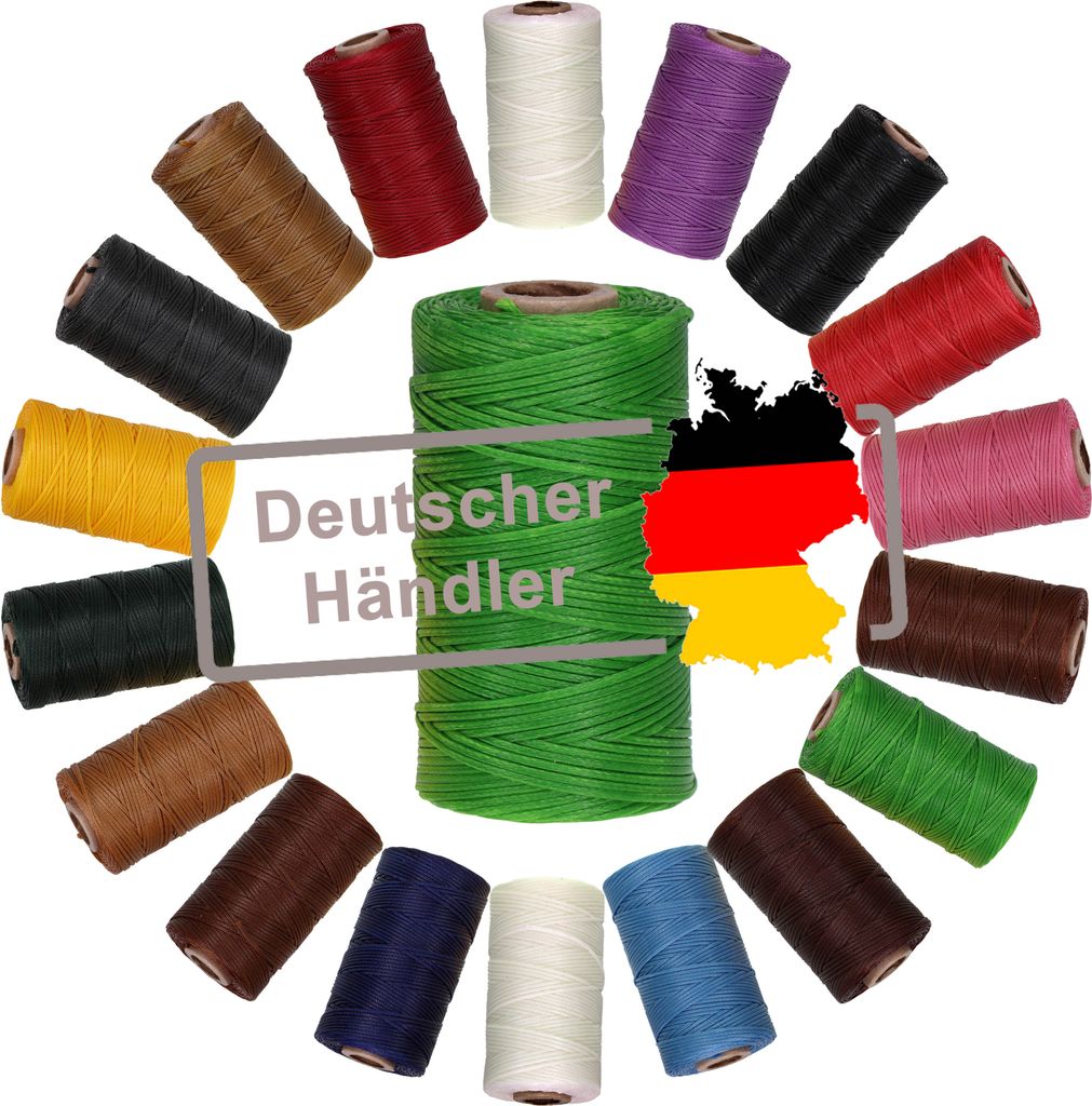 Ledergarn gewachst 1mm x 0,3mm I Sattlergarn - gewachster Faden aus Polyester stabil & haltbar I Wachsgarn Forellenfaden Outdoor Nähgarn in Profiq...
