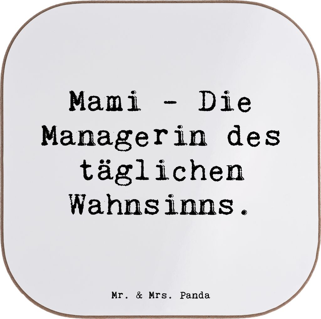 Mr. & Mrs. Panda Bierdeckel Personalisiert Mami Managerin - Weiß - Geschenk, Personalisierte Untersetzer, Personalisierter, Verwandte, bedruckt, F...