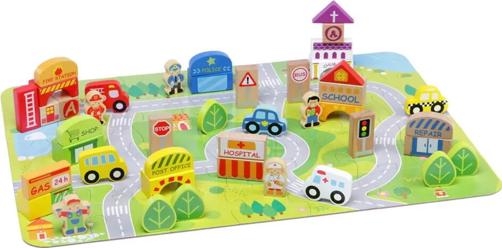 Blocs de bois Big City - Le jouet durable pour calmer et occuper l'enfant