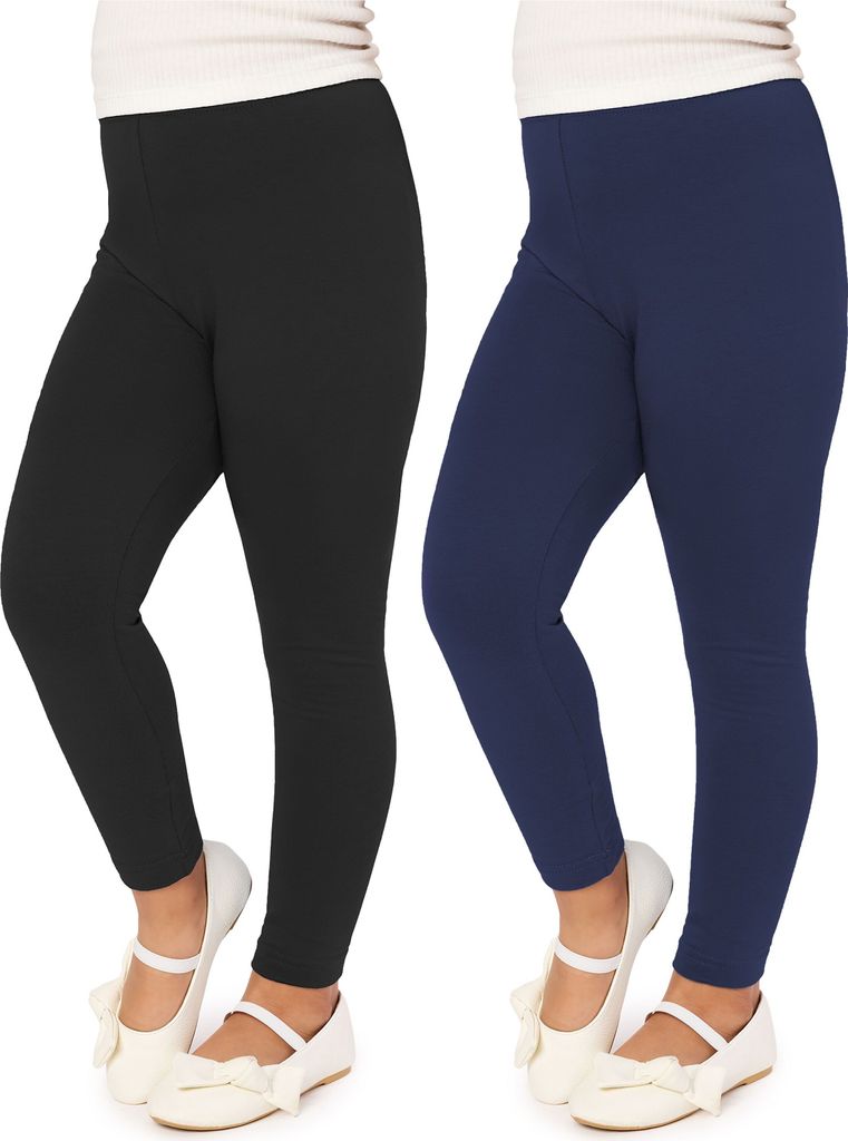 Merry Style Mädchen Lange Leggings aus Viskose 2 Pack MS10-130 (Schwarz/Marineblau (2Pack), 122 cm)