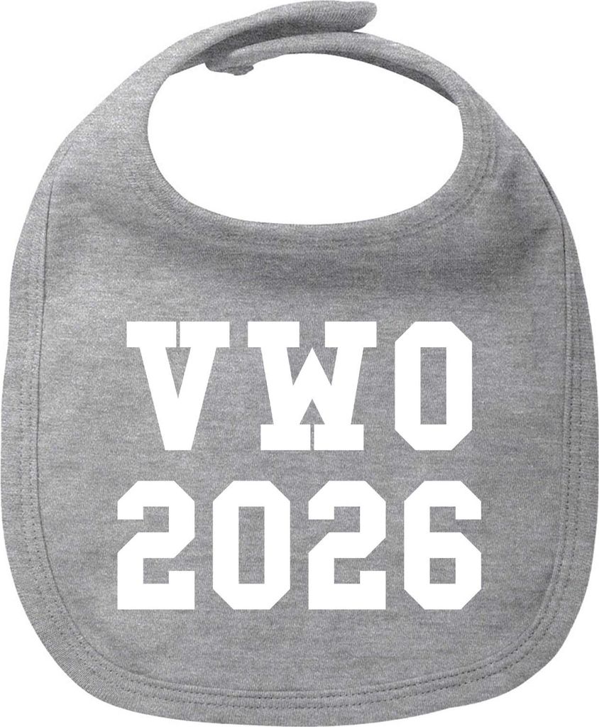 Huuraa Baby Lätzchen VWO 2026 Abschluss Niederlande Heather Grey Klettverschluss Baumwolle Latz Geschenkidee
