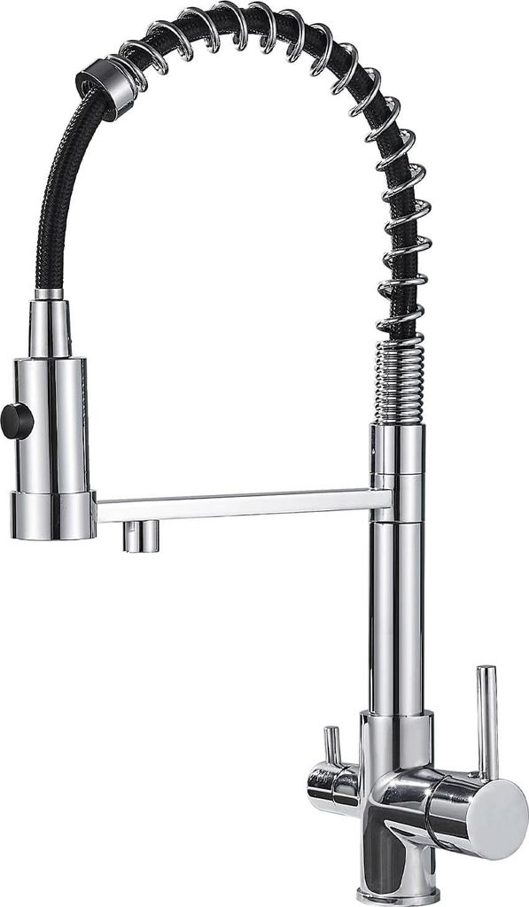 Zeffrary 3-Wege-Küchenarmatur, 360° drehbare Mischbatterie, Küchenarmatur mit flexibler Auslauf, Küchenarmatur für kaltes und warmes Wasser un...