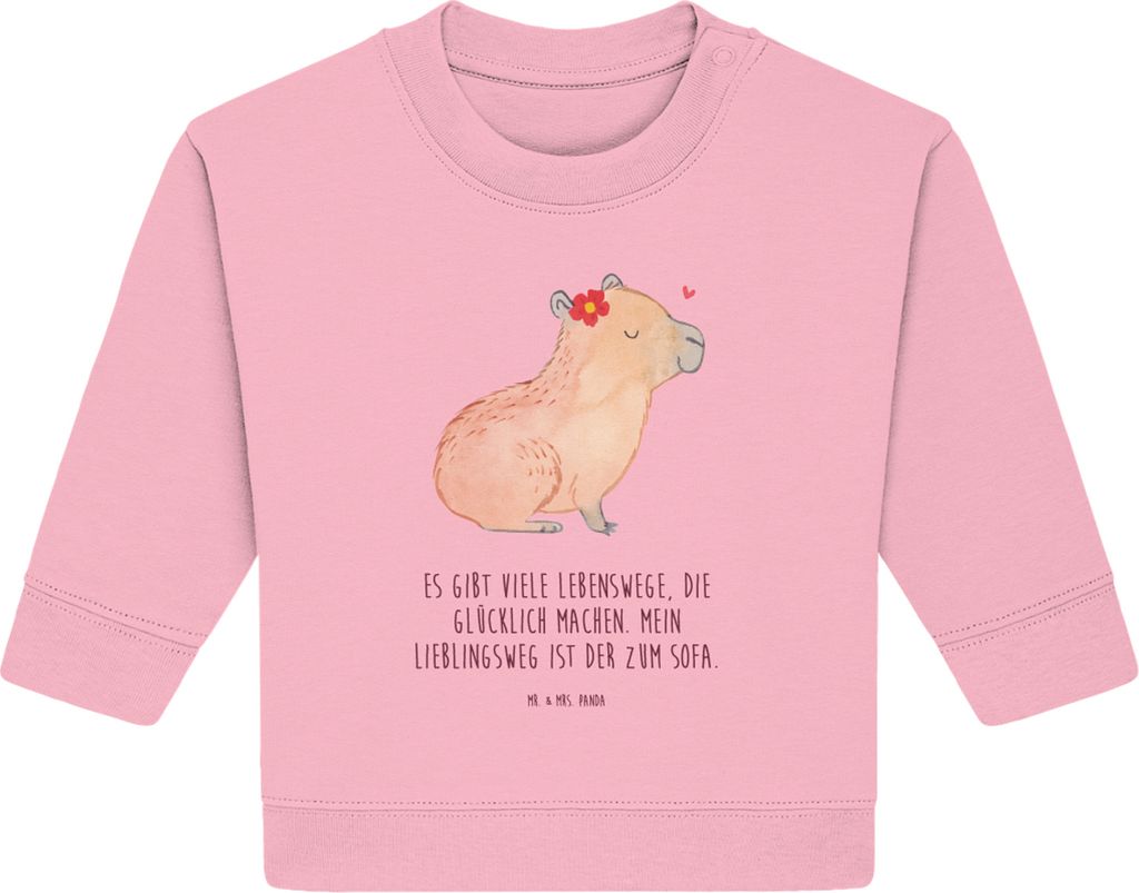 Mr. & Mrs. Panda Organic Baby Pullover Capybara Blume 24. - 36. Monat - Baumwolle Pink - Geschenk, Bullover, Lustige Sprüche