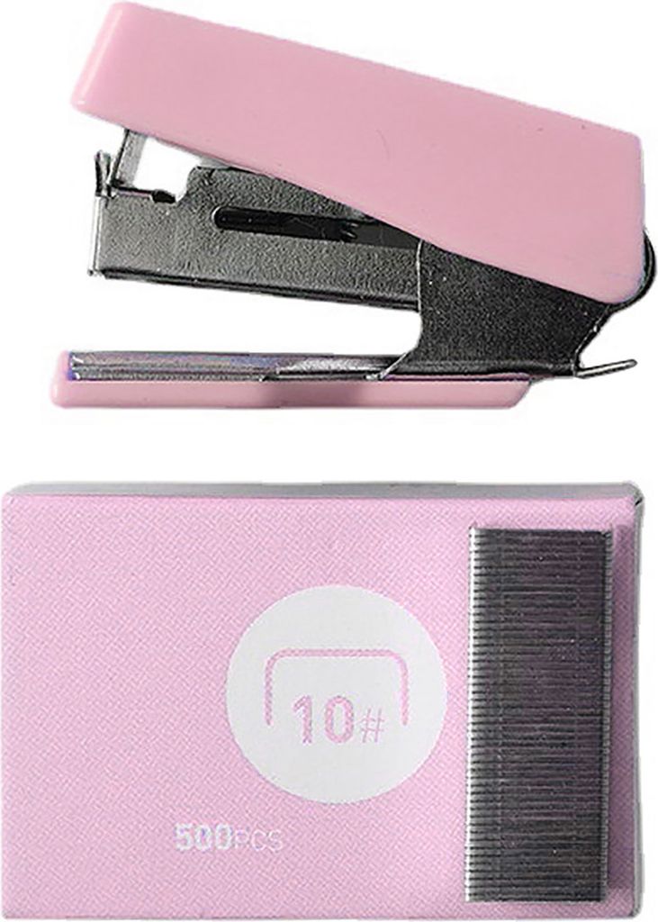Mini Stapler tragbarer kreativer Büro -Desktop -Set mit Heftklammern für die Schule Pink